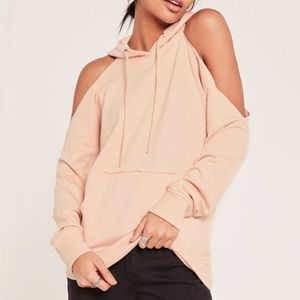 Nude cold shoulder hoodie